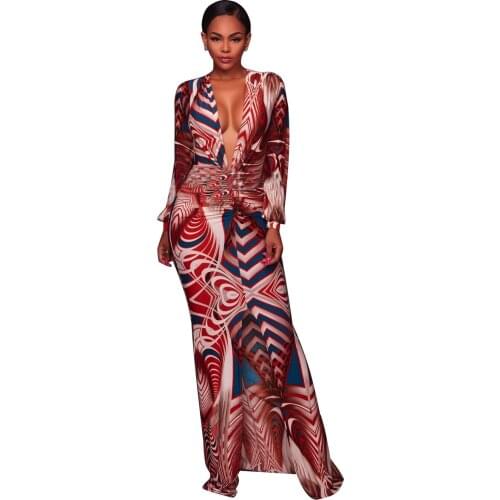 S m xl xxl xxxl summer, autumn and spring deep V sexy super hot digital printing European and American fashion style dress