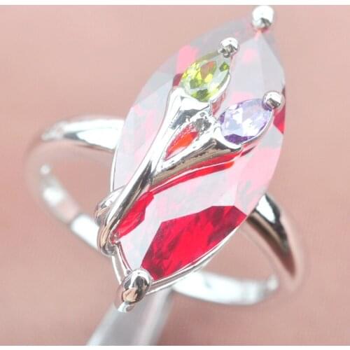 Generous Red Cubic Zirconia Silver Plated For Women Jewelry Rings Size 6 7 8 9 SA012