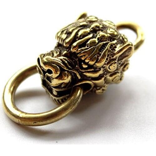 1PC Brass Lion EDC Keychain Pendant Zipper Head Phone Accessories Gear Outdoor Camping Portable Equipement Tourism Tools