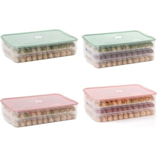 1Pc Multi-Layer Refrigerator Dumplings Box with Lid Food Preservation Tray Plastic Case Stackable Kitchen Storage Organizer