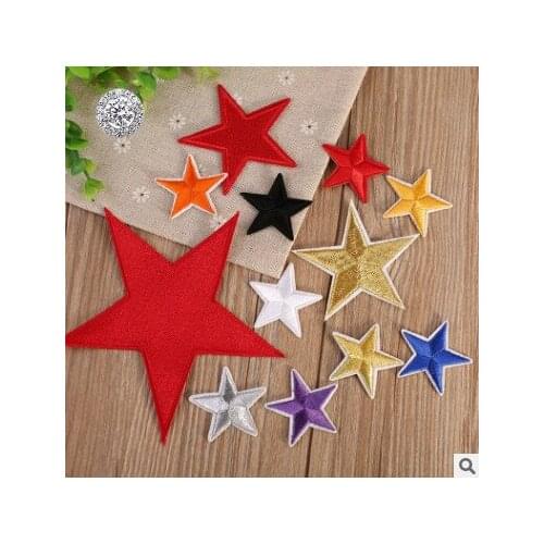 Small Five-pointed Star Multicolor Embroidered Cloth Applique Hat Down Clothes jeans Decoration Repair Hole Paste 10Pcs
