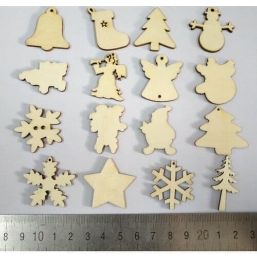 10pcs/bag)about31mm Wood cutting plyWood Mixed design decoration for Christmas pattern decoration home decoration 001001056