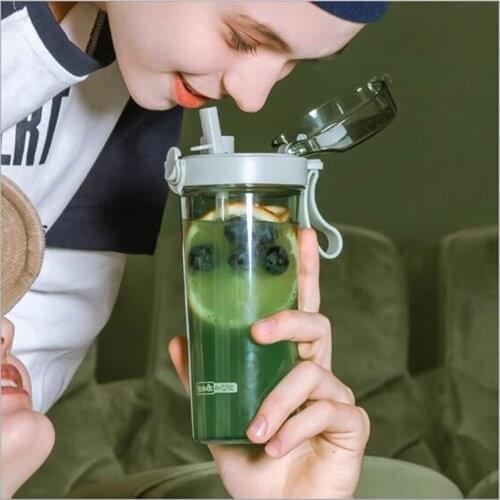 420ml Plastic Water Bottles With Straw For Kids Girls Cute Baby Water Cup Kawaii School Outdoor Sport Drinking Bpa Free
