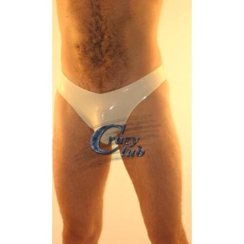 Crazy club_Sexy Men Latex Underwear Solid white Fetish Latex male underwear boxer shorts men Briefs show Men charm Fast Delivery