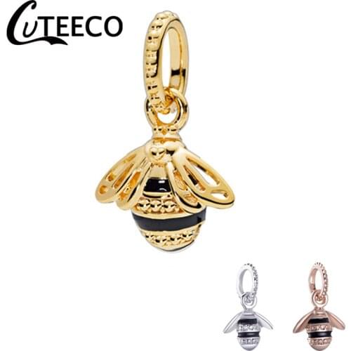 CUTEECO European Gold Silver Color Bee Beads Charms Pendant Fit Brand Charms Bracelet for Women Fashion Jewelry Accessories