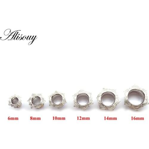 Alisouy 1 PCS color color Flesh Tunnel Ear Plug HOT Single Flared Body Piercing Jewelry Ear Expander for girl women 6-16mm