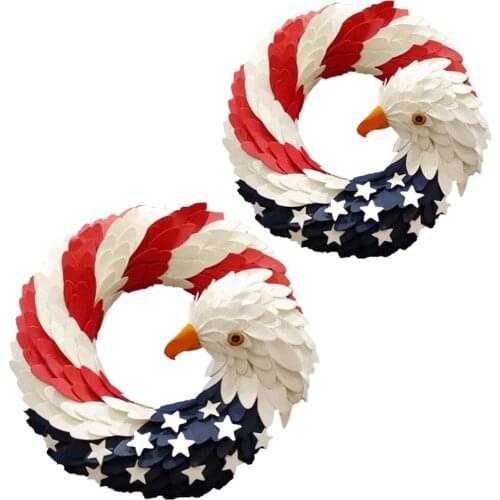 Decorative Wreath Red White and Blue Wreath Hanging Ornament for Front Door Window Garden Decor
