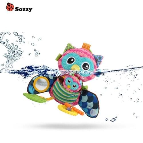 Sozzy Baby Multifunctional Cotton Toy Owl Holding Baby Kit Rattles Distorting Mirror Pendant Infant Stroller Car Bed Cute 40%Off