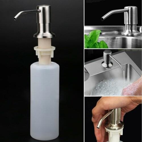 Kitchen Soap Dispenser Stainless Steel Sink Liquid Soap Bottle Bathroom Detergent Liquid Hand Wash Soap Dispenser Pumps 350ml