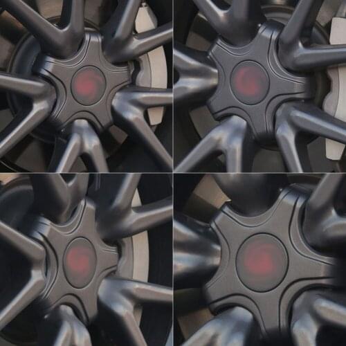 2021 New 4pcs Car Wheel Center Cover Cap Emblem Car Styling Modification Carbon ABS Fiber for Tesla Model 3 Styling Accessories