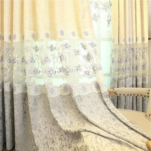 European Luxury Chenille Embroidered Hollow Curtain for Living Room Stitching Curtains for Bedroom Jealous Curtains Blind M006#4