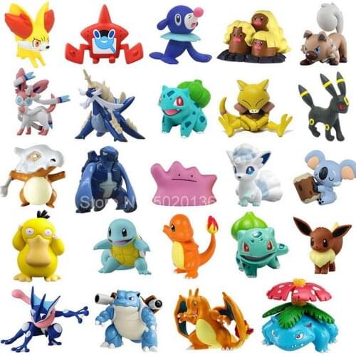 Tomy Pokemon 4-6cm Charmander Popplio Litten Pikachu Rowlet Treecko Eevee Fennekin Greninja Anime Action Figure Dolls Toy