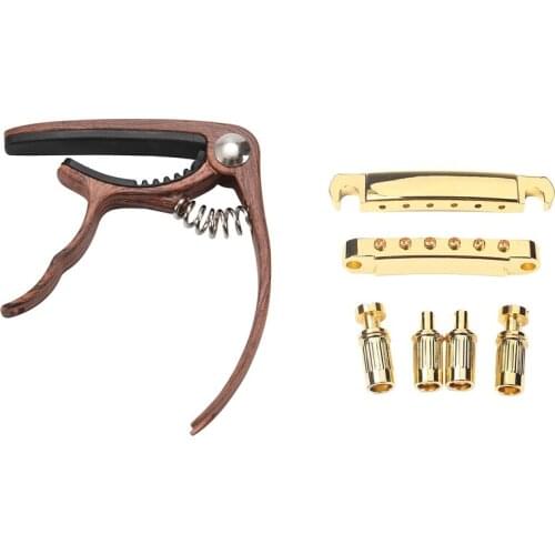 1 Pcs Capo Guitar Capo & 1 Set Gold Plated Guitar Bridge