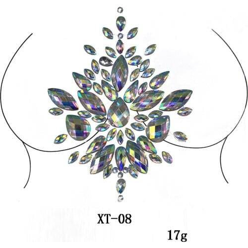 Hot Sexy Chest Crystal Resin Drill Tattoo Sticker Bar Music Festival Rhinestone Tattoo Stickers Carnival Party Makeup Highlight
