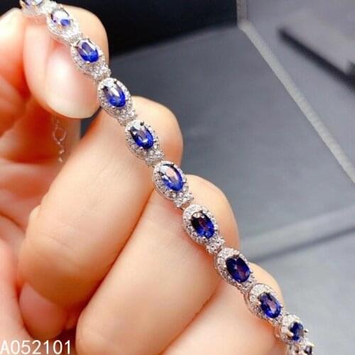 KJJEAXCMY fine jewelry S925 sterling silver inlaid natural sapphire Girl popular hand Bracelet Support test Chinese style