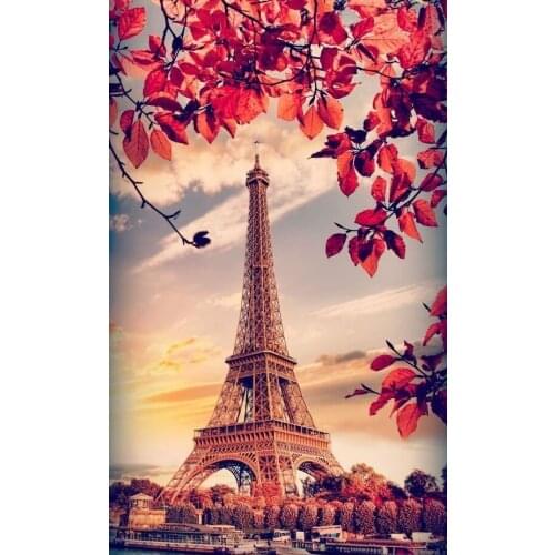 JMINE Div 5D Eiffel tower paris leaves Full Diamond Painting cross stitch kits art High Quality Scenic 3D paint by diamonds