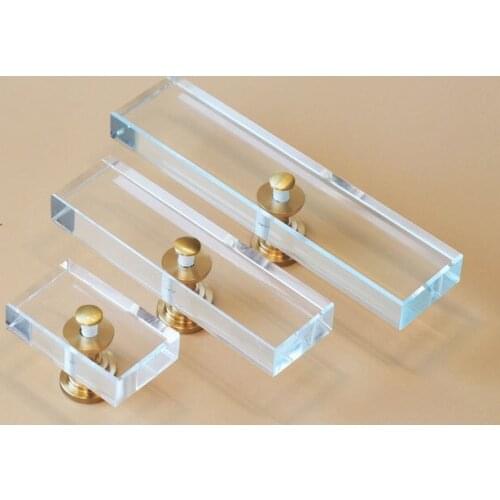 2pcs Creative handle simple designer handle brass crystal glass single hole large plate handle rectangular crystal handle