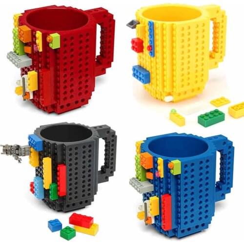 1Pc 12oz Coffee Mug Build-On Brick Mug Type Building Blocks Cup DIY Block Puzzle Mug Drinkware Drinking Mug