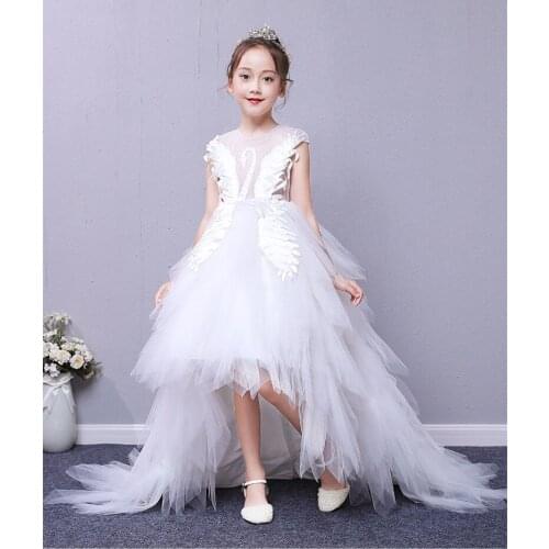 Summer Girls Dress Sequin Tulle Toddler Girls Lace Long Trailing Princess Dresses Tutu Party Wedding Birthday Dress for Easter