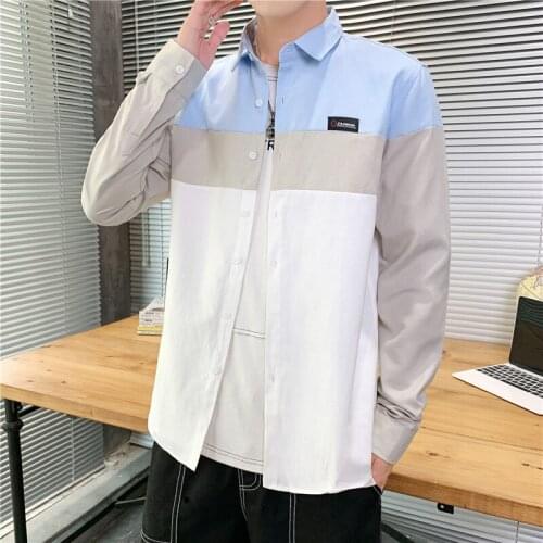 Spring Summer Mens Casual Polo Shirt Cotton Chic Blouse Long Sleeve Business Tops Tees Contrast Color Coat Camisa Daily Wear
