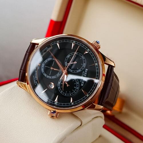 Reef Tiger/RT Designer Casual Watches for Men World Time Date Rose Gold Automatic Watch RGA1951