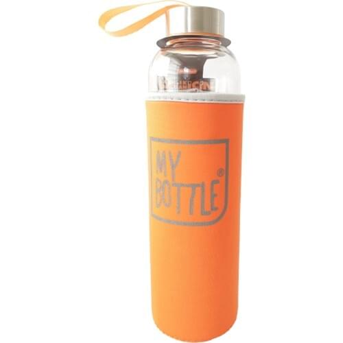 My Bottle Colorful Sheathed Glass Flasks 600 ml Orange Glass water Bottle Glass Water Bowl