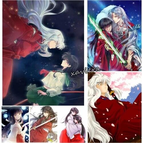 5D DIY Full Square Drill Cross Stitch Anime Inuyasha Diamond Painting Home Decoration Rhinestone Embroidery Kit Childrens Gift