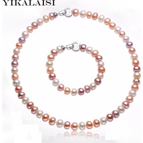 YIKALAISI 100% Natural Pearl choker Jewelry Set Necklace and Pendant 925 sterling silver jewelry Sets for Women Best Gifts