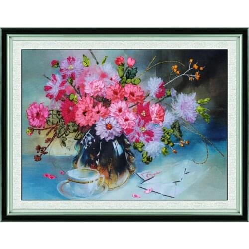 DIY ribbon embroidery kits for beginners needlework kits Chinese cross stitch 3D Series Home Office Decoration embroidery flower