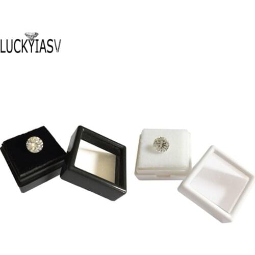 Wholesale 50pcs/lot Square Plastic Loose Diamond Display Package Box White Black Gem Case With Foam Pad Beads Box 3*3*2cm
