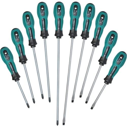 10pcs 75-200mm Multi-function PP Handle Security Insulated Screwdrivers Electrician Screw Driver Maintenance Repairing Hand Tool