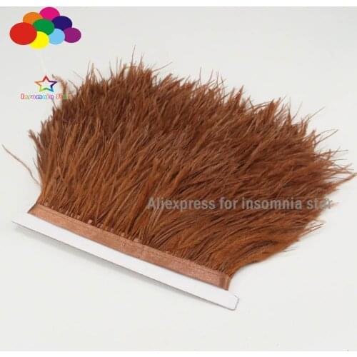 Dress Sewing Crafts Costumes Decoration Ostrich Feathers Trims Fringe Cognac