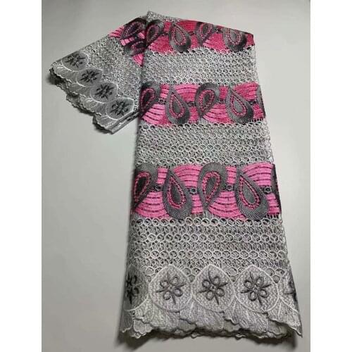 Popular African Guipure Lace Fabric With Velvet 2021 High Quality Nigerian Swiss Voile In Switzerland Embroidery Lace Fabric 5Y