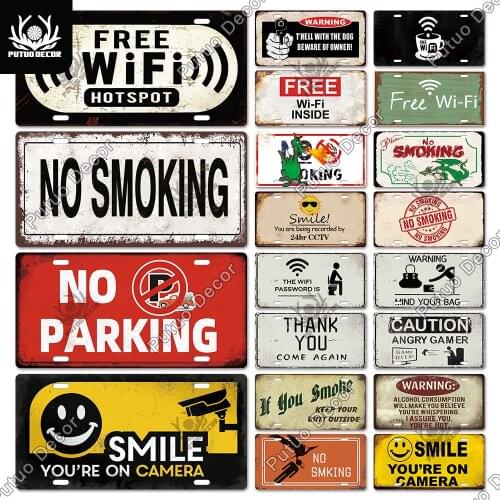 Putuo Decor Warning Metal Sign Plaque Metal Vintage License Plate Tin Sign for Pub Bar Shop Cafe Club Home Wall Decoration