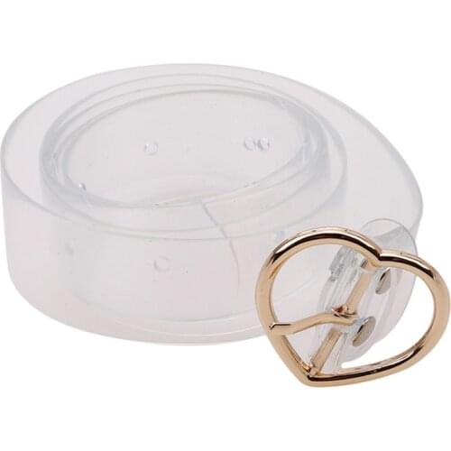 Preppy Style Womens Cute Transparent Belt Heart Buckle Waist Sweet Female Belt Wholesale Fashion Waistband Ladies