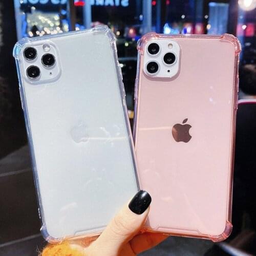 Bumper Clear Shockproof Phone Case for IPhone 12 11 Pro Max XR Xs Max Solid Candy Color Case for IPhone 6 7 8Plus Soft Tpu Cover