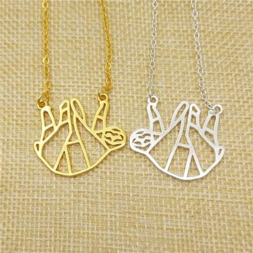 Dropship Fashion Cartoon Origami Sloth Necklace Pendant Women Chain Necklace Crazy Animal City Jewelry Trendy Gift Steampunk