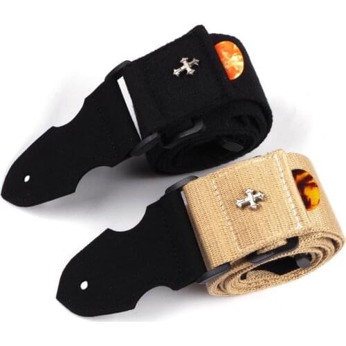 Adjustable Pure Cotton Guitar Strap Set and 3pcs Picks for Acoustic Electric Bass Guitar Musical Accessories