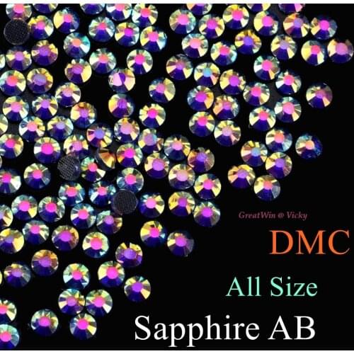 Sapphire AB DMC Hotfix Rhinestones Bright Glass For Garment Accessories SS6 SS10 SS16 SS20 High Quality