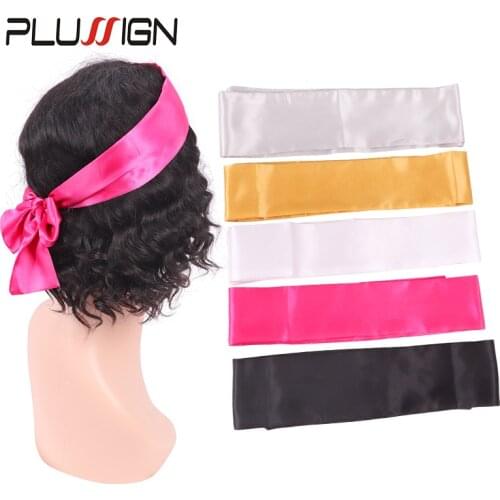 Plussign Satin Edges Hair Wrap Silk Wig Grip Black Golden White Satin Headband Edge Wraps For Lace Frontal Wigs Soft Hair Band