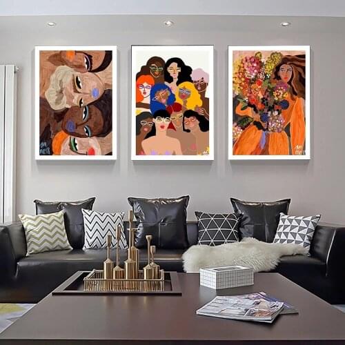Modern Abstract Poster Painting Personality Woman Multicolored Canvas Painting Art Print Picture Wall Living Room Home Decor