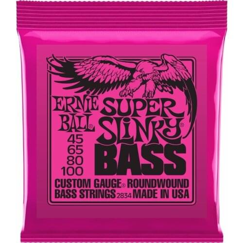 Ernie Ball 2834 Super Slinky Roundwound Bass Guitar Strings 045-100