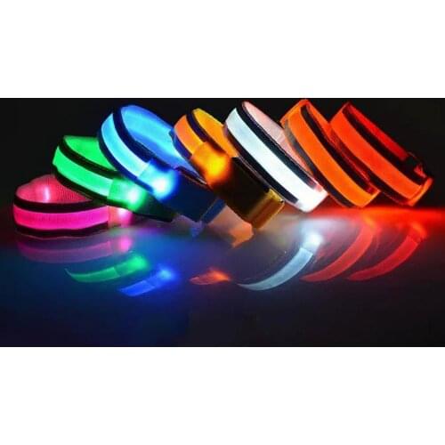 LED Night Riding Running Armband Arm Ring Luminous Double Reflective Strip Wrist Belt Warning Signal Light For Cycling Wristband