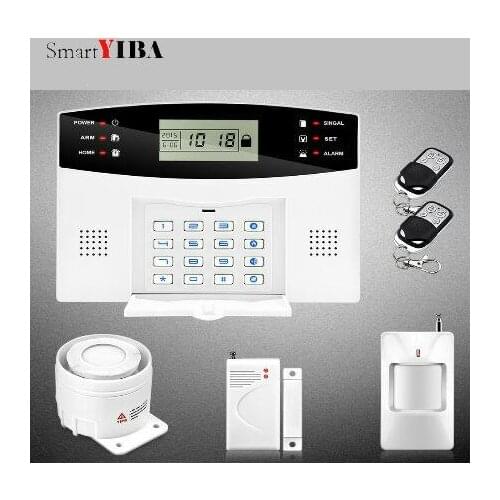 SmartYIBA Remote Control Wireless Wired GSM SMS Home Security Alarm Sysem LCD Display Russian French Spanish Italian Voice