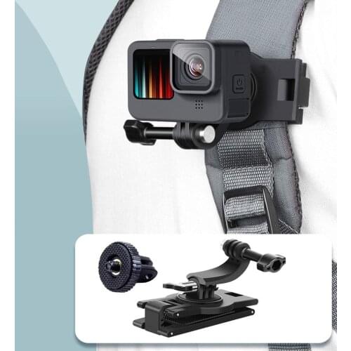 360 Dedree Rotating Backpack Mount Compatible With For GoPro Hero 9/8/7 For Insta360 And Other Action Cameras