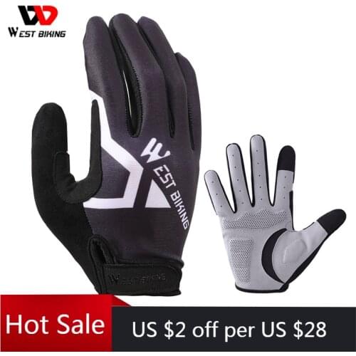 WEST BIKING Cycling Full Finger Glove Summer Outdoor Sports Sweat Absorption Gloves Unisex Touchscreen Racing Motorcycle Gloves