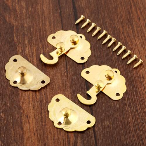 2Pcs Gold Iron Latches Catches 35*45mm Hasps Clasp Buckles Small Lock for Jewelry Wood Box Suitcase Furniture Hardware