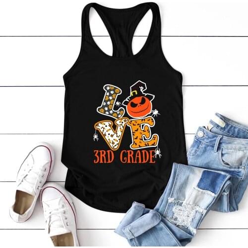 2020 Fashion Love 3rd Grade Printing Halloween Tank Top Women Sleeveless Summer Vest Aesthetic O Neck Tops for Women Plus Size