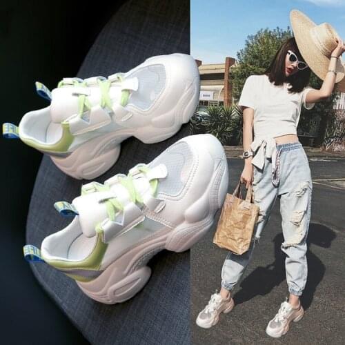 Womens Casual Sneakers Summer New Breathable Mesh Mesh Shoes All-match Thick Base