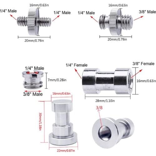 1Set 1/4\" 3/8\" Metal Screw Kits Tripod Mount Convert Adapter Flash Light Stand Q81F